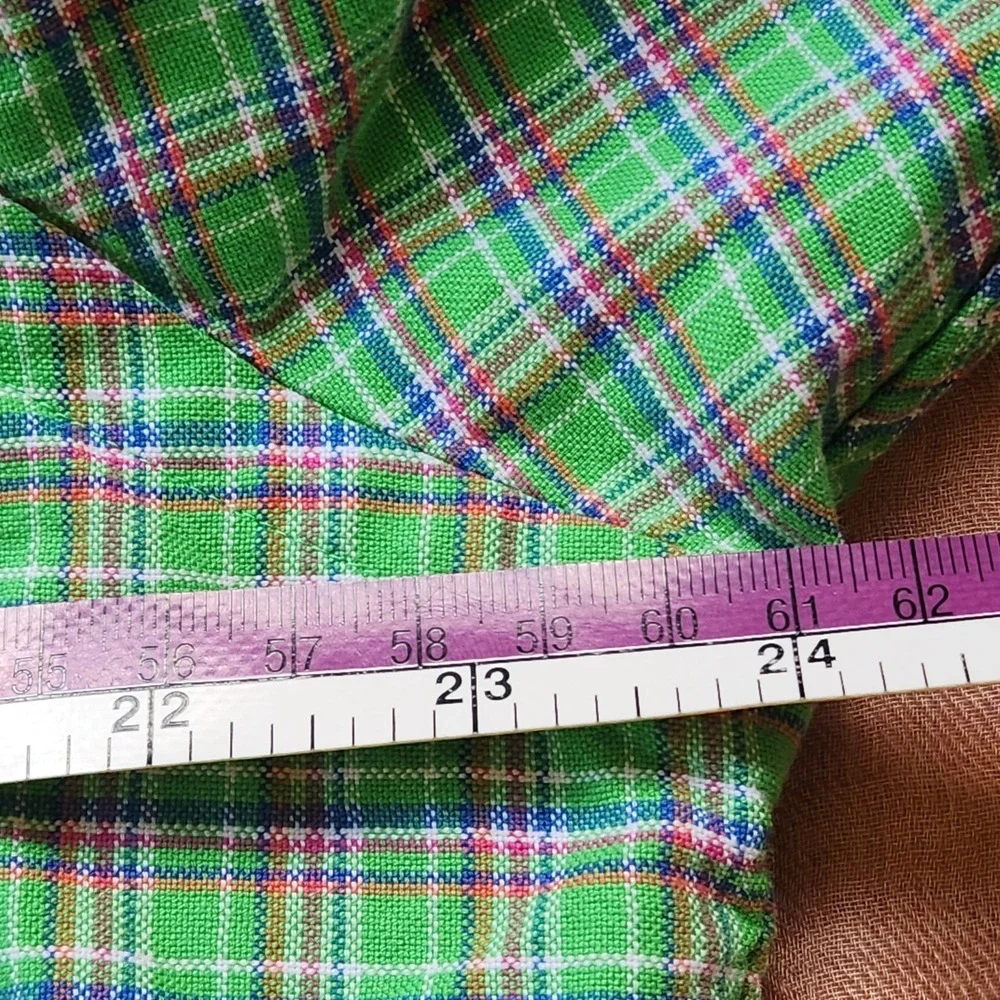 Ralph Lauren Polo Shirt Long Sleeve Classic Fit Plaid Green Size L Men's Logo